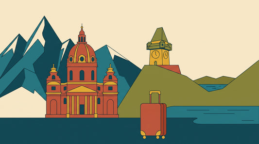 Illustration von acht österreichischen Städten für einen Kurztrip – KI-generiertes Bild