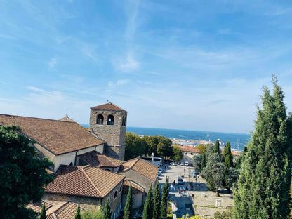 View from San Giusto hill over the cathedral to the sea at Trieste